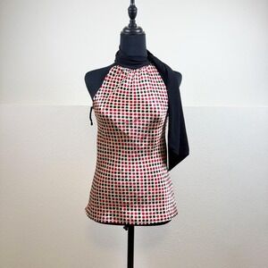Vintage Polka Dot Tie Neck Halter Top | Size S